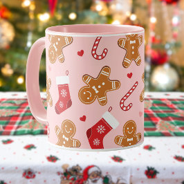 Caneca Meias de Natal de Doces de Gengibre Listras de Nat