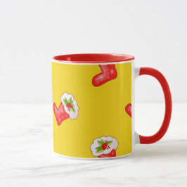 Caneca Meias de Natal Vermelho em Amarelo