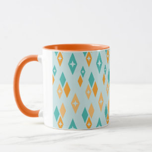 Caneca Meio século Atômicos Diamantes Aqua, Teal, Laranja