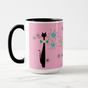 Caneca Meio século de Gato e Estrelas Legal da Era Atômic
