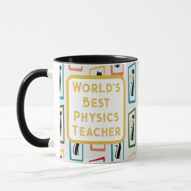 Caneca Meio século de Gato Moderno de Schrödinger multico (Esquerda)