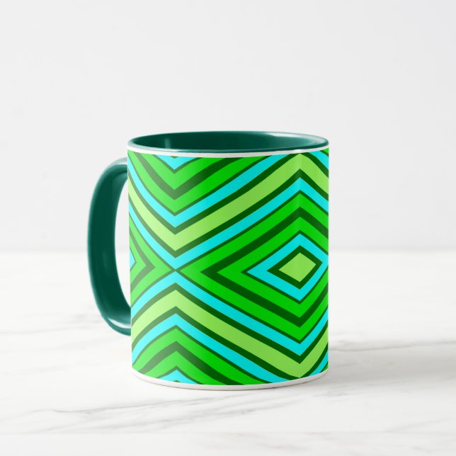 Caneca Meio século Diamond Pattern Jade Green e Aqua (Frente Esquerda)
