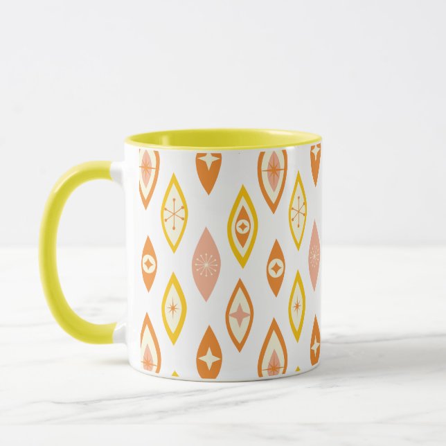 Caneca Meio século Formas Atômicas Modernas Laranja, Amar (Esquerda)