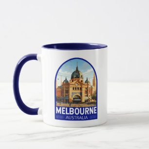 Caneca Melbourne Austrália Viagem Art Vintage