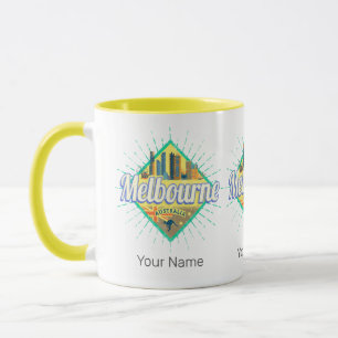 Caneca Melbourne Victoria Austrália Retro Skyline Vintage