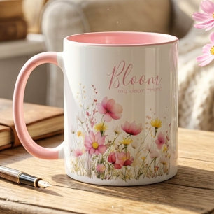 Caneca Melhor Amiga Flor Silvestre Aniversário Flora