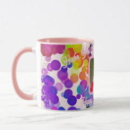 Caneca Melhor Aniversário do dia Colorido Bokeh Pink Nome