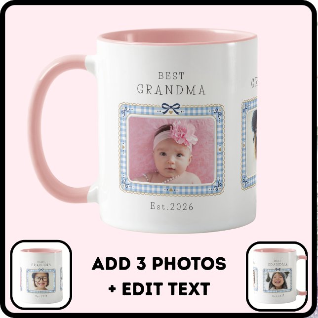 Caneca Melhor Avó Est Data Personalizada 3 Foto Fofo Chiq (Criador carregado)