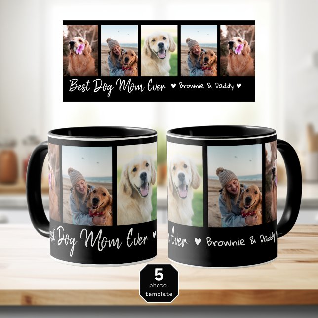 Caneca Melhor Cachorro Mãe Nunca Pet 5 Colagem de Fotos P (Criador carregado)