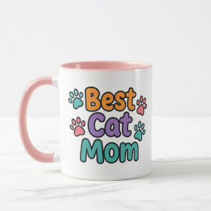 Caneca Melhor Cat Mãe Mug com Fonte Colorida de Foto Pers