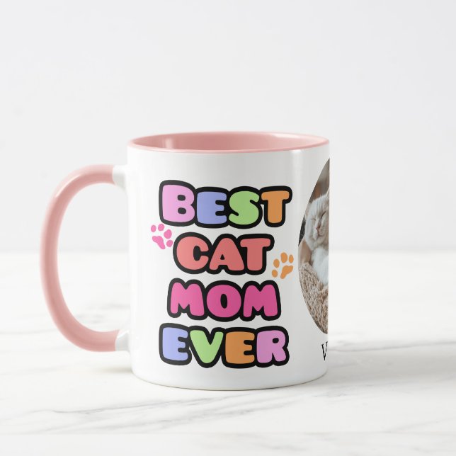 Caneca Melhor Cat Mamãe Nunca Mug com Foto Personalizada (Esquerda)