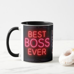 Caneca Melhor Chefe Nunca Luzes de Neon e Cotação