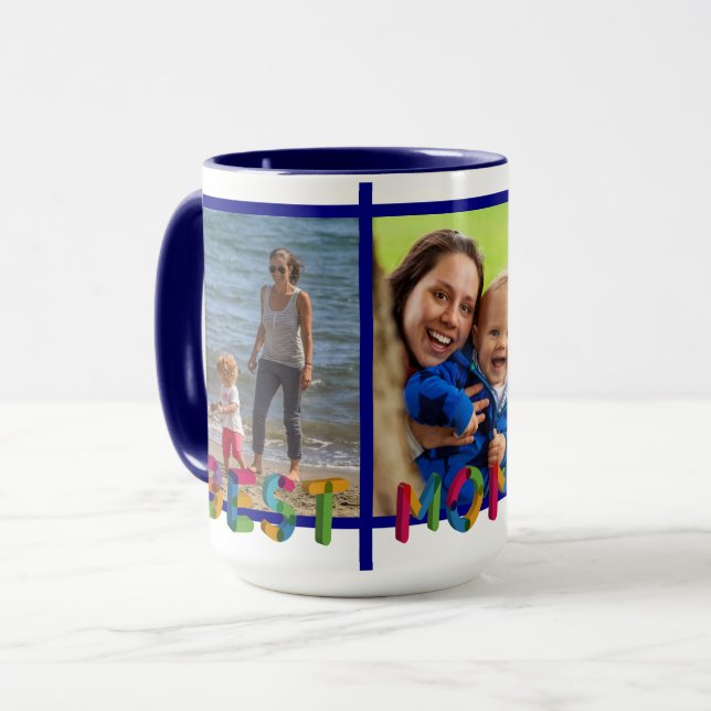Caneca Melhor Colagem de Fotos de Mãe Nunca Personalizada (Frente Esquerda)