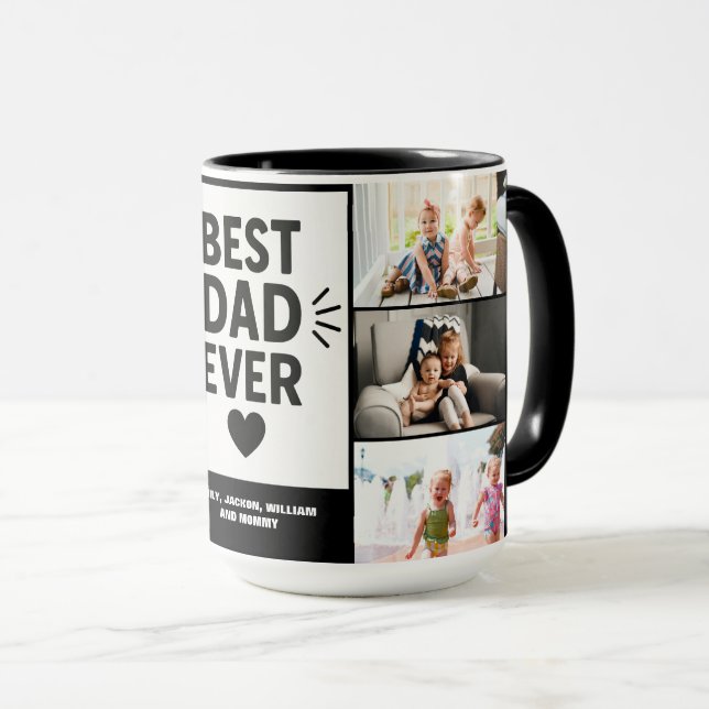 Caneca Melhor Colagem de Fotos Personalizada de 6 Pais (Frente Esquerda)