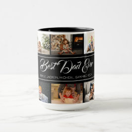 Caneca Melhor Colagem de Fotos Preta do Pai