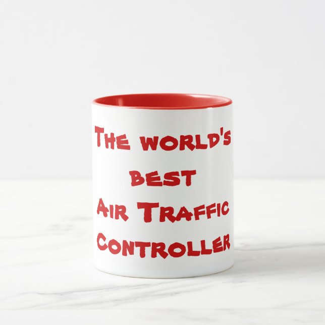 Caneca Melhor controlador aéreo do mundo no vermelho (Centro)