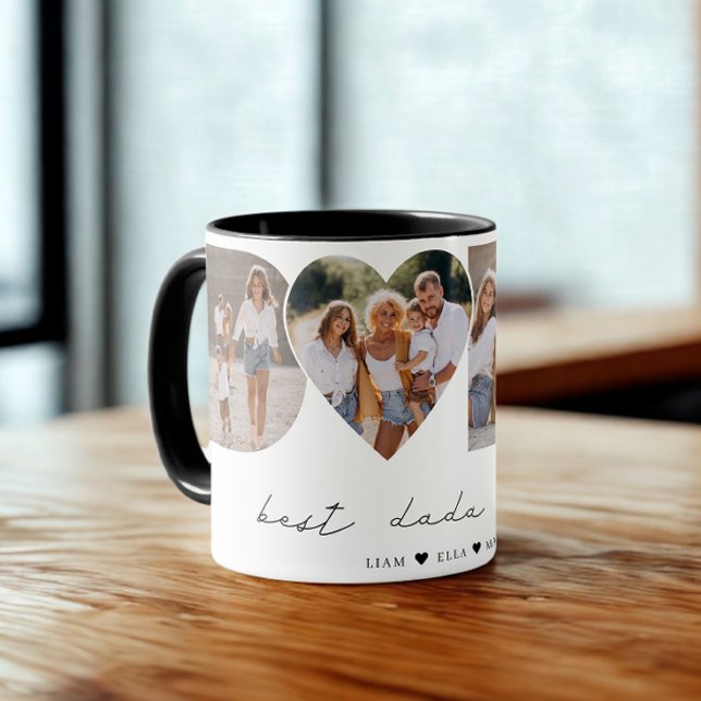Caneca Melhor Dada de 4 Colagem de Fotografias Primeiro D (Criador carregado)