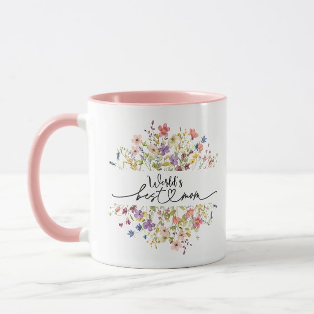 Caneca Melhor Dia de as mães de Foto de Flor Selvagem da  (Esquerda)