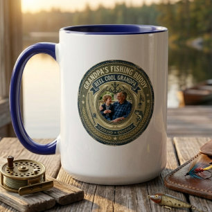 Caneca Melhor distintivo de foto de avô e neto companheir