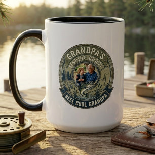 Caneca Melhor distintivo de foto de lembrança do avô e do