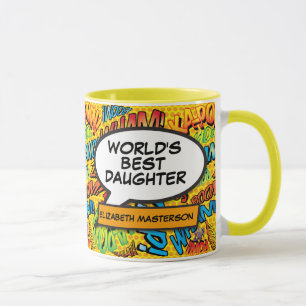 Caneca Melhor Filha do Mundo Diversão Quadrinhos Modernos