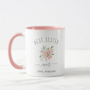 Caneca Melhor Irmã de Sempre  Bonito Rosas Rosa Elegante