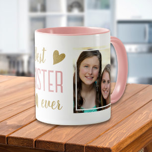 Caneca Melhor Irmã de Todos os Tempos 2 Foto Rosa e Doura
