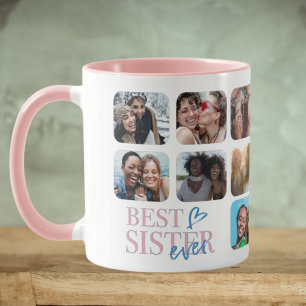 Caneca Melhor Irmã de Todos os Tempos Colagem de 14 Fotos