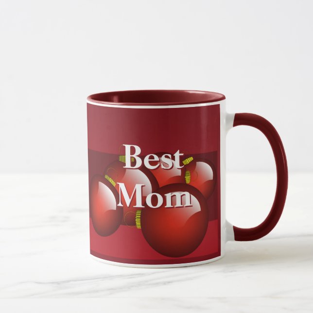 Caneca Melhor Mãe 2012 Calendar Red Ornaments Coffee Mug (Direita)