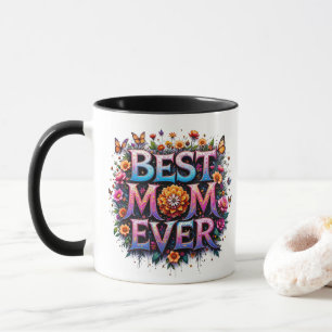 Caneca Melhor Mãe Alguma Vez Cita Borboletas Coloridas Fl