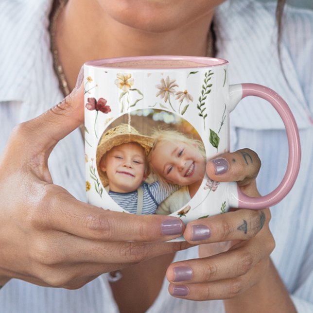 Caneca Melhor Mãe Alguma Vez De Flor Selvagem Foto Redond (Criador carregado)