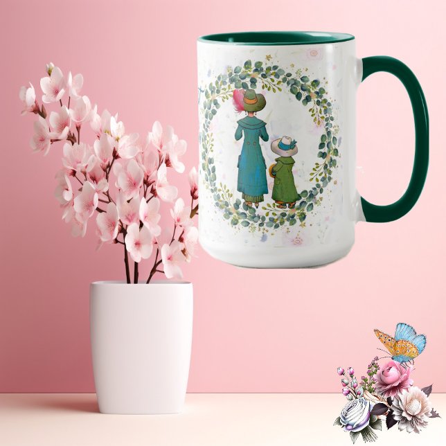 Caneca Melhor Mãe Alguma Vez Verde Festa De Dia de as mãe (Best Mom Ever Green Wreath Vintage Mothers Day Fun Mug)
