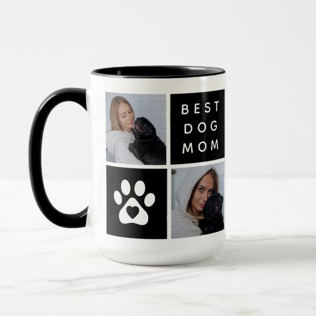 Caneca Melhor Mãe de Cachorro 4 x Grade de Colagem de Fot (Esquerda)
