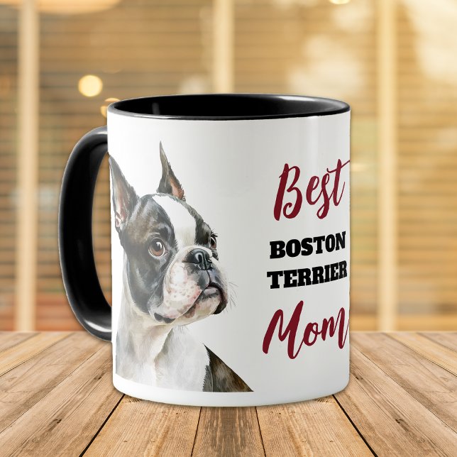 Caneca Melhor Mãe de Cachorro Boston Terrier (Criador carregado)