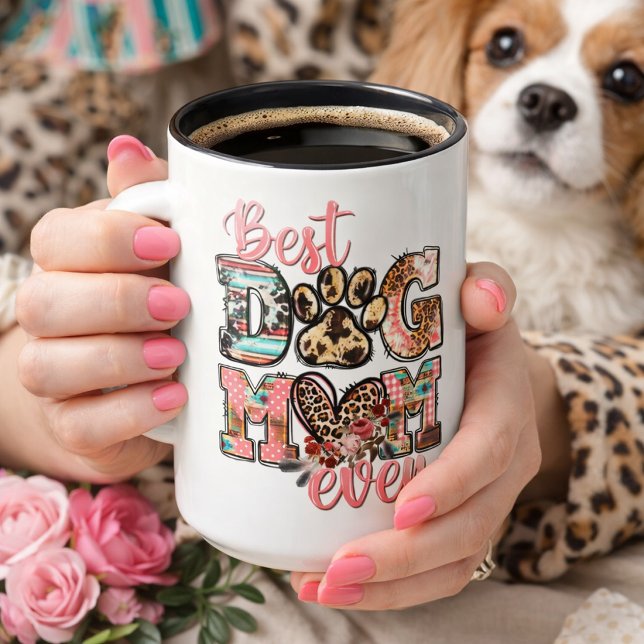 Caneca Melhor Mãe de Cachorro do Mundo com Pegada de Pata (Criador carregado)