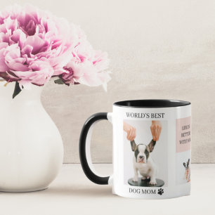 Caneca Melhor Mãe de Cachorro   Foto de Colagem   Rosa Pa