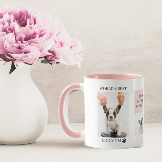 Caneca Melhor Mãe de Cachorro | Foto de Colagem | Rosa Pa (Criador carregado)