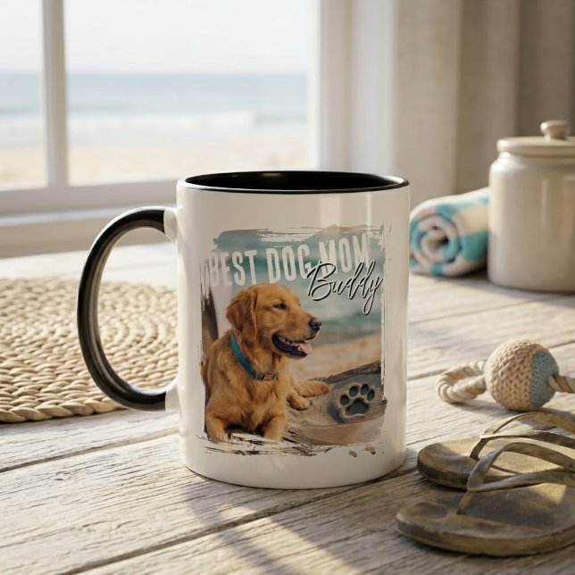 Caneca Melhor Mãe de Cachorro Foto Personalizada Moldura  (Criador carregado)