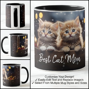 Caneca Melhor Mãe de Gato Modelo de Uma Foto Com Texto Ch