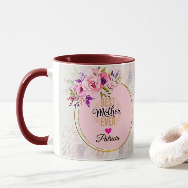 Caneca Melhor Mãe de Todos os Tempos - Nome Personalizado (Com Donut)