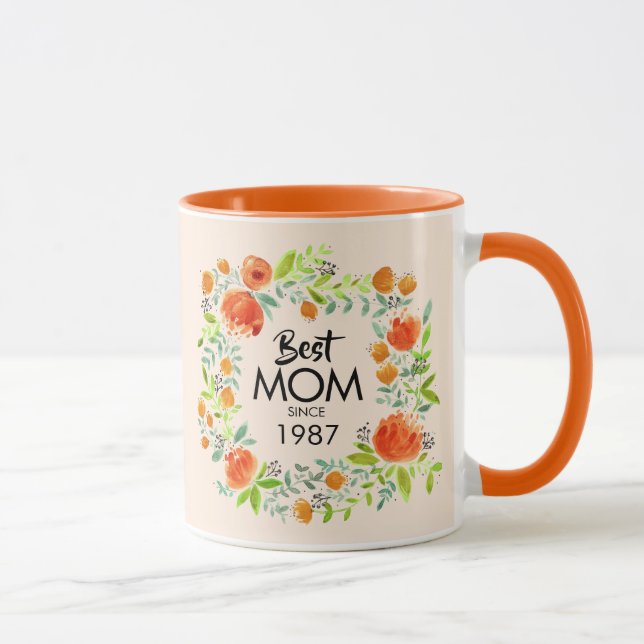 Caneca Melhor Mãe Desde A Mola Floral De Café (Direita)