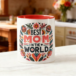 Caneca Melhor Mãe do Mundo Arte Folclórica Floral Dia das