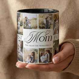 Caneca Melhor Mãe do Mundo Colagem de Fotos Personalizada