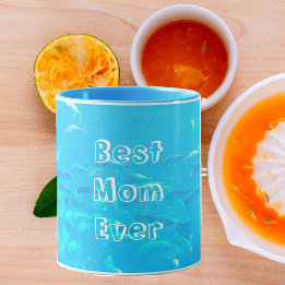 Caneca Melhor Mãe do Mundo Ever Aqua Azul Cardume de Peix