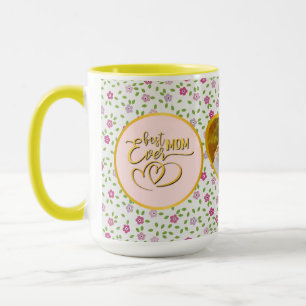 Caneca Melhor Mãe do Mundo Floral Foto Dia das Mães