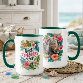 Caneca Melhor Mãe do Mundo Foto Tropical Floral Dia das M