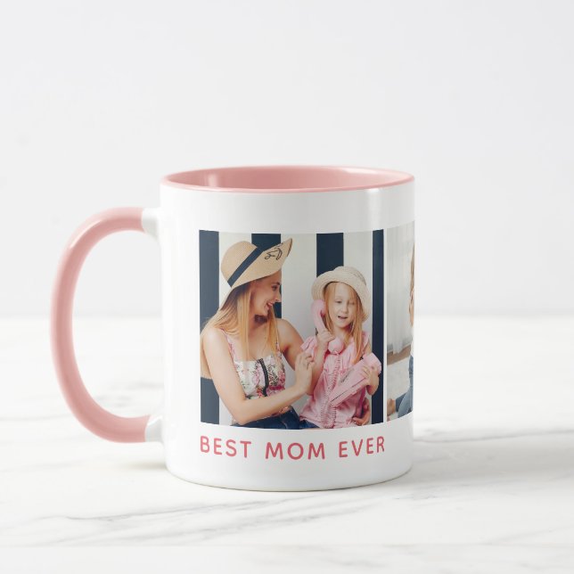 Caneca 'Melhor Mãe do Mundo' personalizado com 3 fotos (Esquerda)