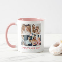 'Melhor Mãe do Mundo' personalizado com 8 fotos