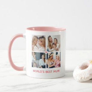 Caneca 'Melhor Mãe do Mundo' personalizado com 8 fotos