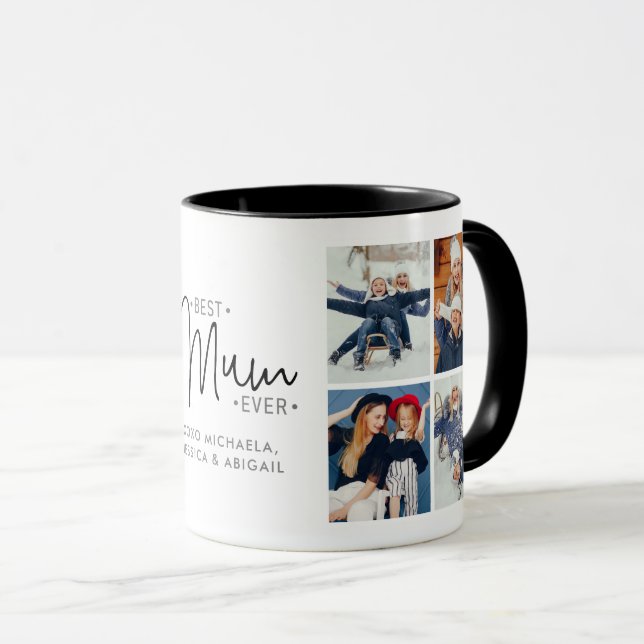Caneca 'Melhor Mãe do Mundo' personalizado com 8 fotos (Frente Esquerda)